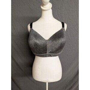Cacique Lounge Bra 44DD Modern Lightly Lined Gray Black Wire Free Marled Comfort